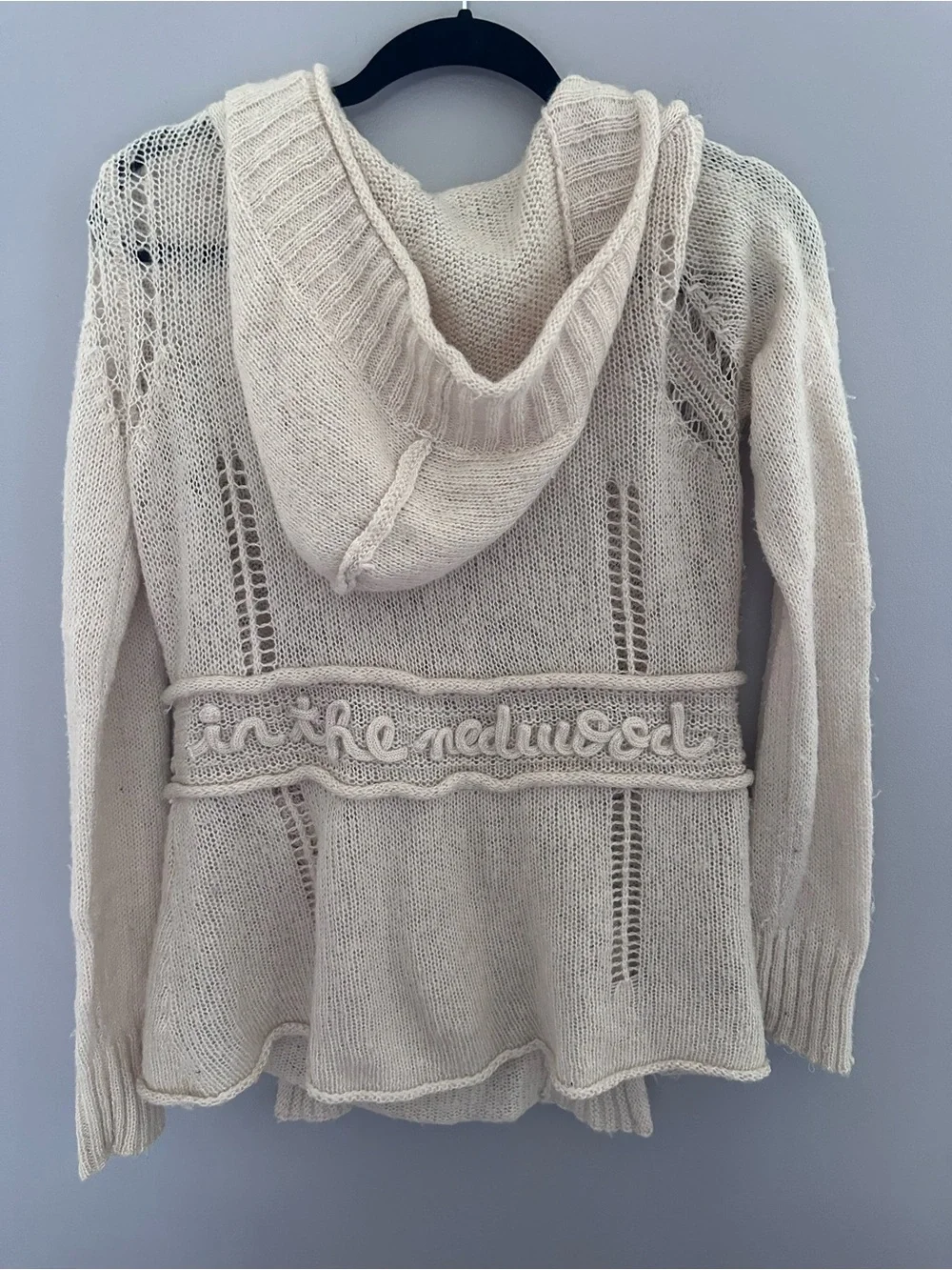 Unique Anthropologie Sleeping on Snow Cream Hooded Knit Sweater Cardigan
